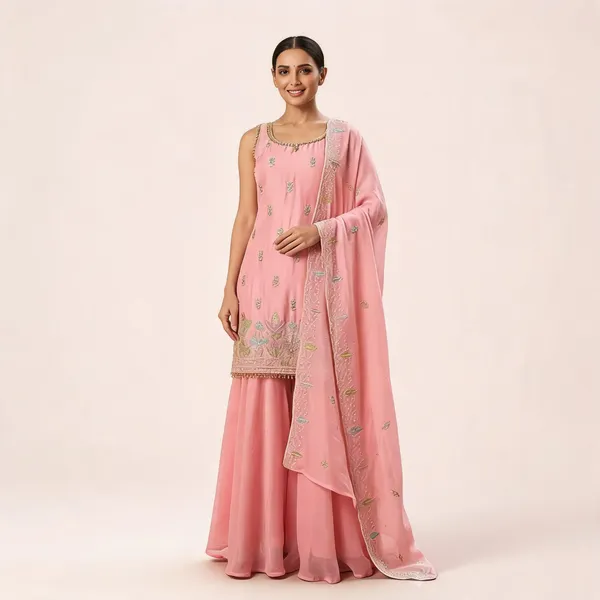 Baby_Pink_Georgette_Kurta_Set_For_Women