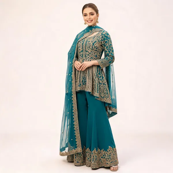 Firozi_Georgette_Kurta_Set_For_Women