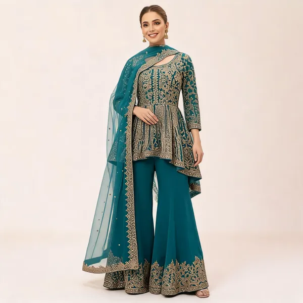 Firozi_Georgette_Kurta_Set_For_Women