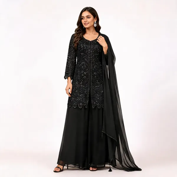 Black_Georgette_Kurta_Set_For_Women