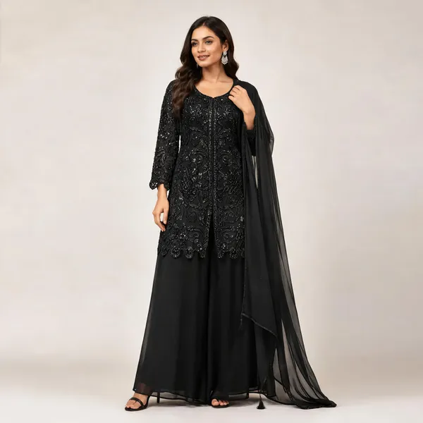 Black_Georgette_Kurta_Set_For_Women