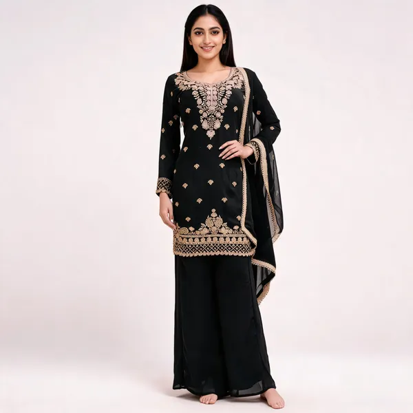 Brown_Georgette_Kurta_Set_For_Women