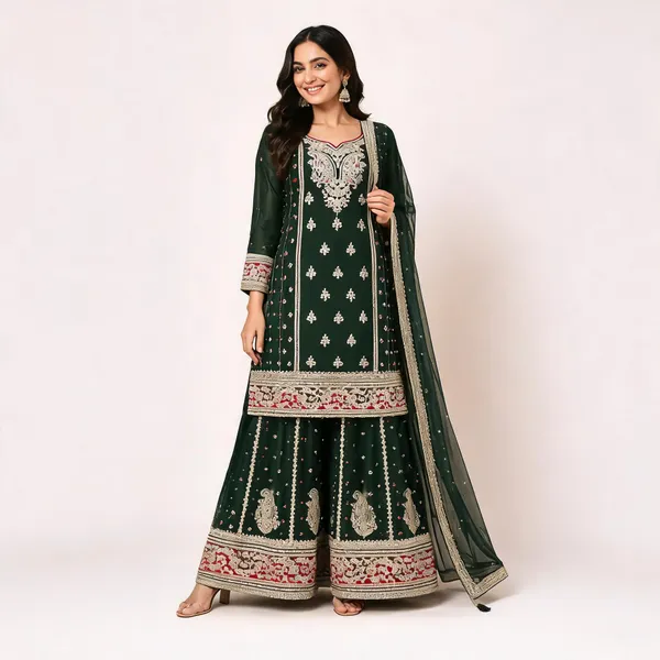 Mehendi_Green_Silk_Kurta_Set_For_Women