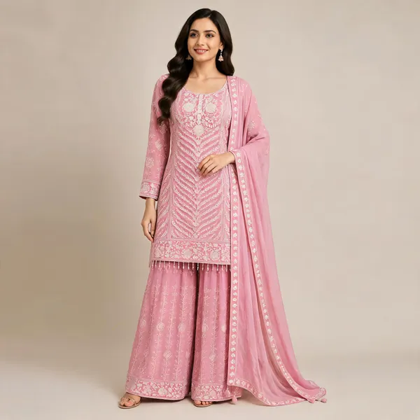 Pink_Georgette_Kurta_Set_For_Women