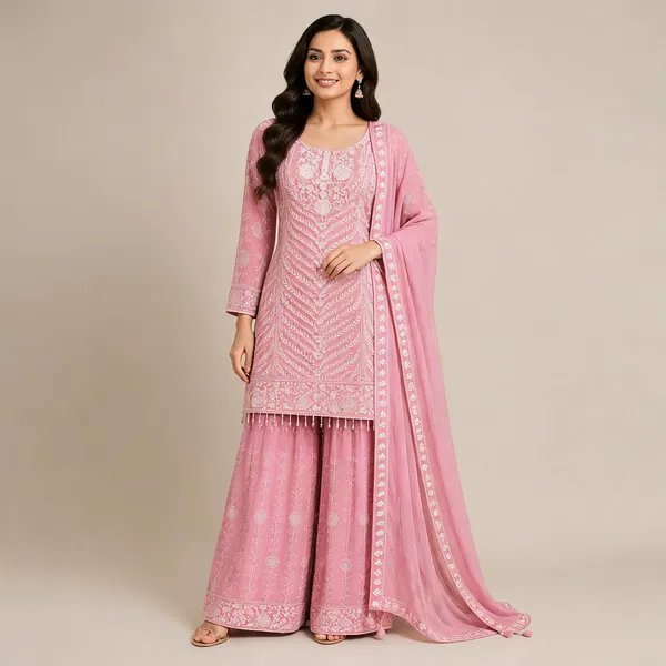 Pink_Georgette_Kurta_Set_For_Women