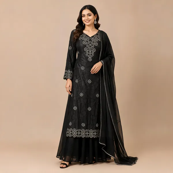 Black_Silk_Kurta_Set_For_Women