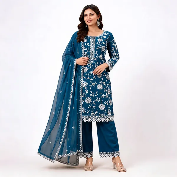 Blue_Georgette_Kurta_Set_For_Women