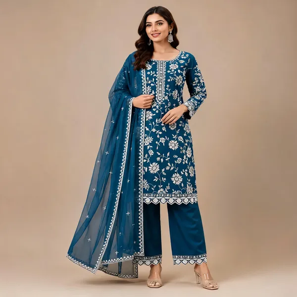 Blue_Georgette_Kurta_Set_For_Women