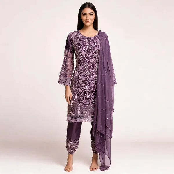 Blush_Pink_Net_Kurta_Set_For_Women