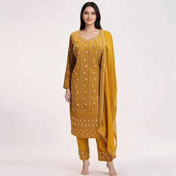 Mustard_Georgette_Kurta_Set_For_Women