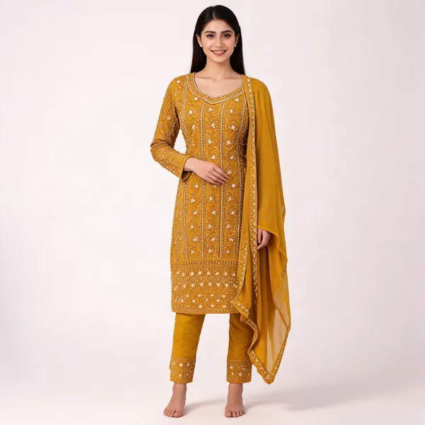 Mustard_Georgette_Kurta_Set_For_Women