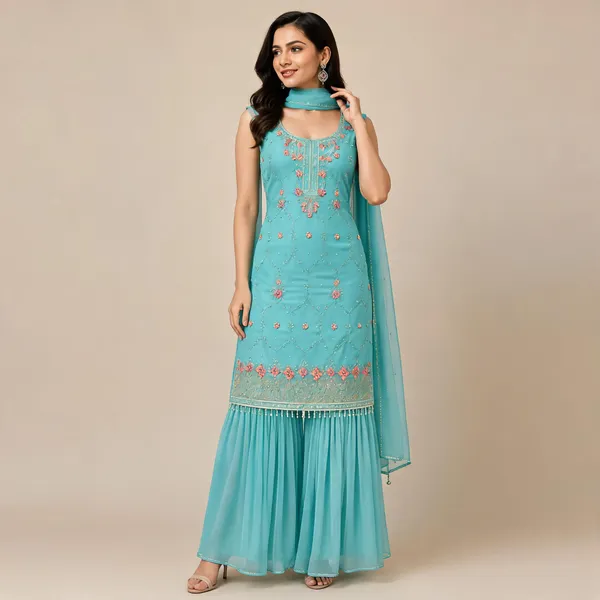 Sky_Blue_Georgette_Kurta_Set_For_Women