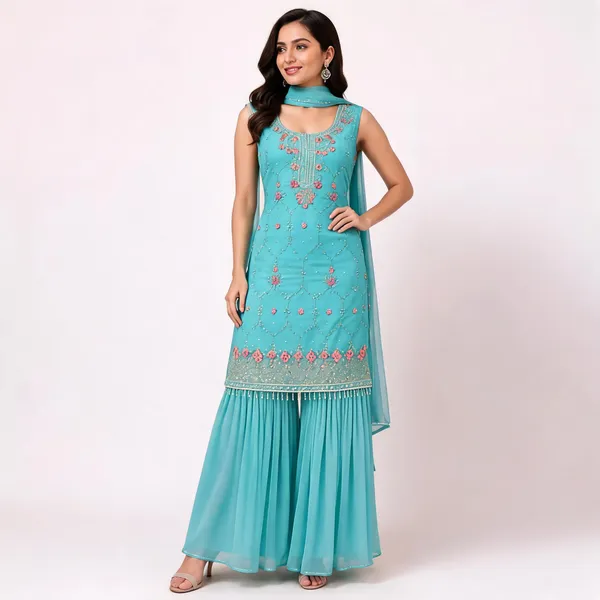 Sky_Blue_Georgette_Kurta_Set_For_Women