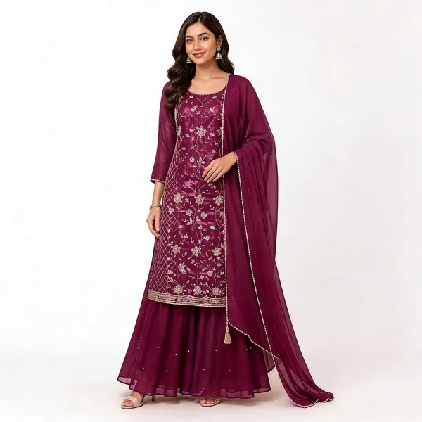Wine_Silk_Kurta_Set_For_Women