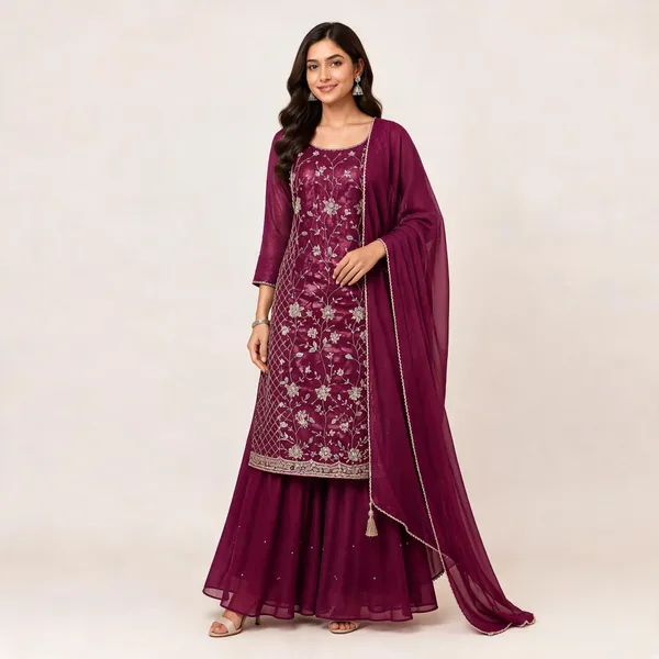 Wine_Silk_Kurta_Set_For_Women