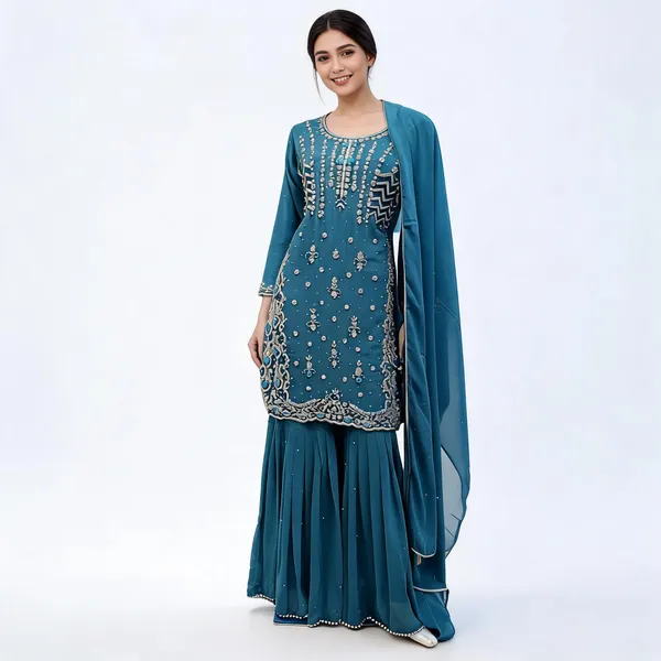 Blue_Georgette_Kurta_Set_For_Women