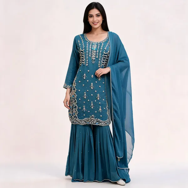 Blue_Georgette_Kurta_Set_For_Women
