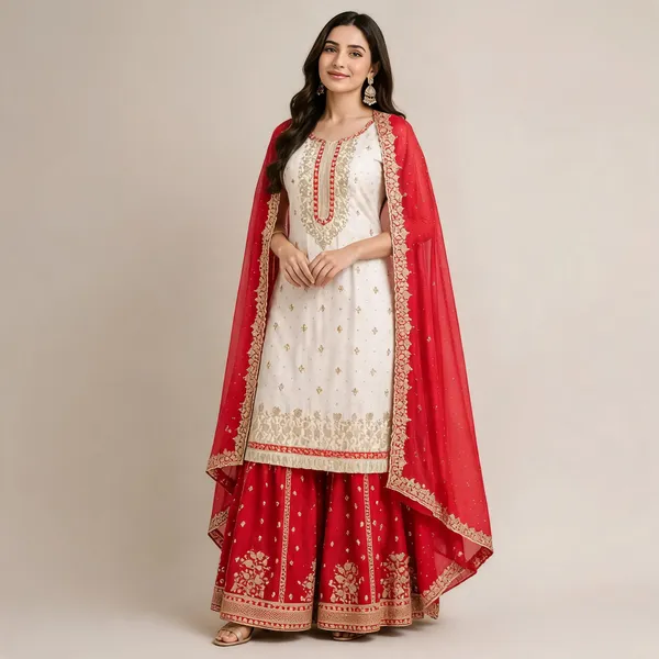 White_Silk_Kurta_Set_For_Women