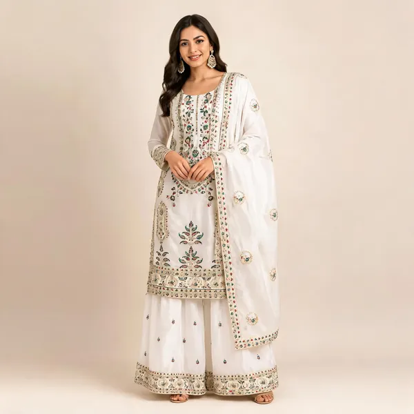 White_Silk_Kurta_Set_For_Women