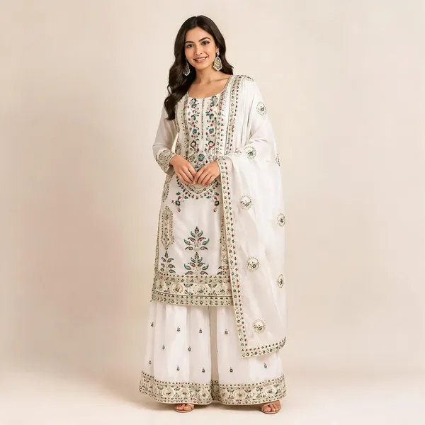 White_Silk_Kurta_Set_For_Women