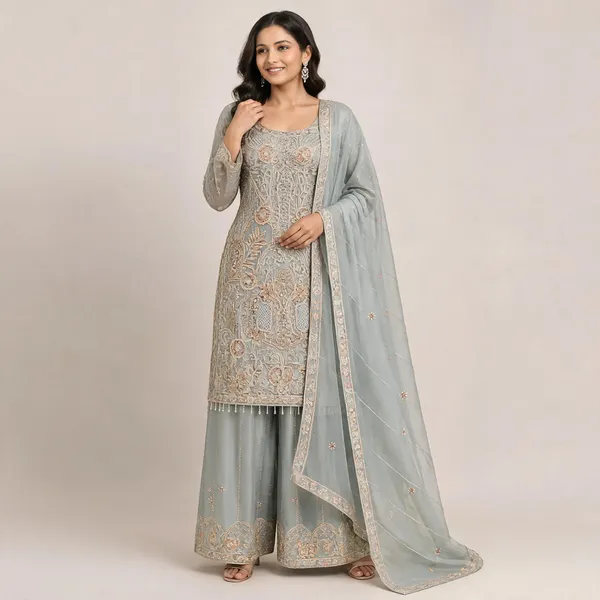 Blue_Silk_Kurta_Set_For_Women