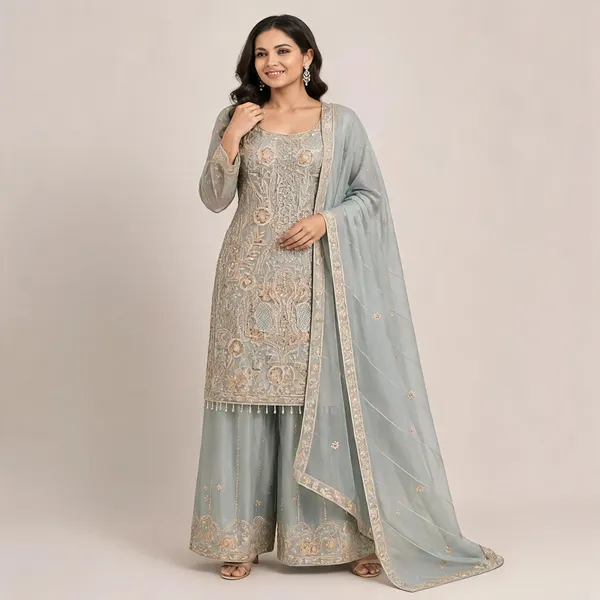 Blue_Silk_Kurta_Set_For_Women