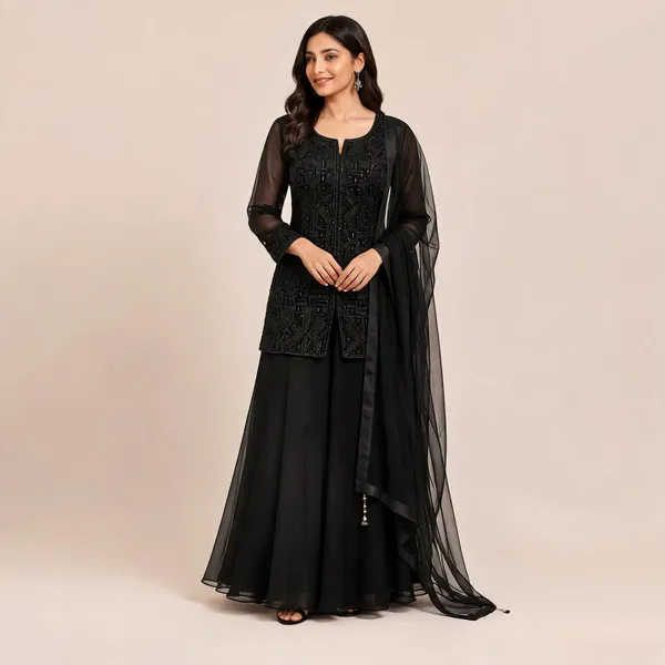 Black_Georgette_Kurta_Set_For_Women