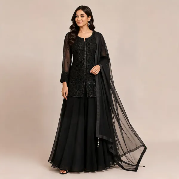 Black_Georgette_Kurta_Set_For_Women