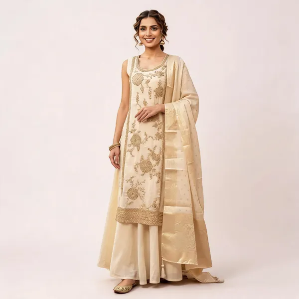 Beige_Silk_Kurta_Set_For_Women