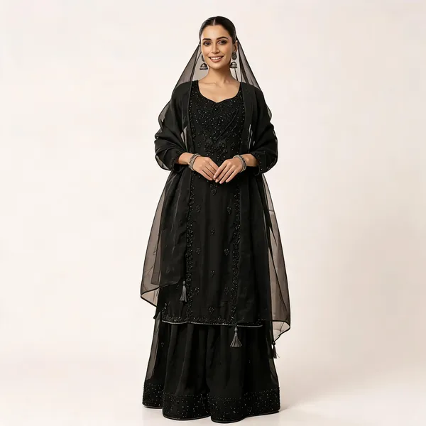 Black_Georgette_Kurta_Set_For_Women