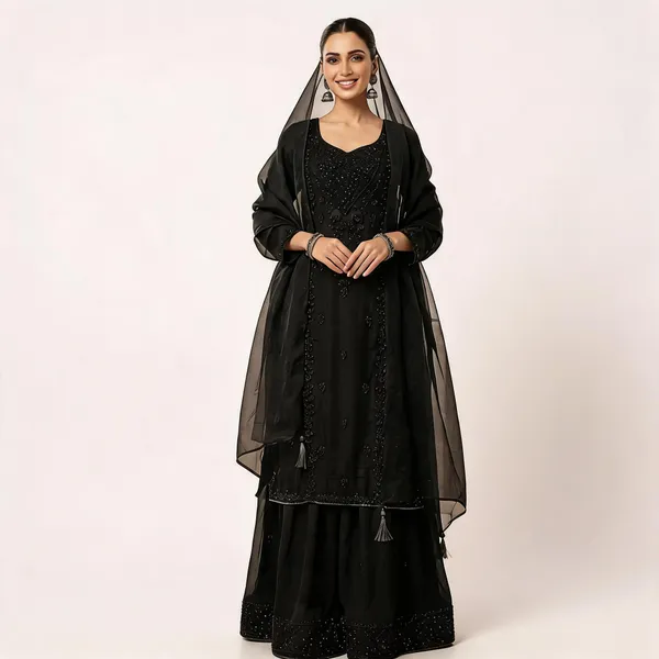 Black_Georgette_Kurta_Set_For_Women