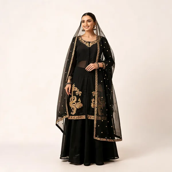 Black_Silk_Kurta_Set_For_Women