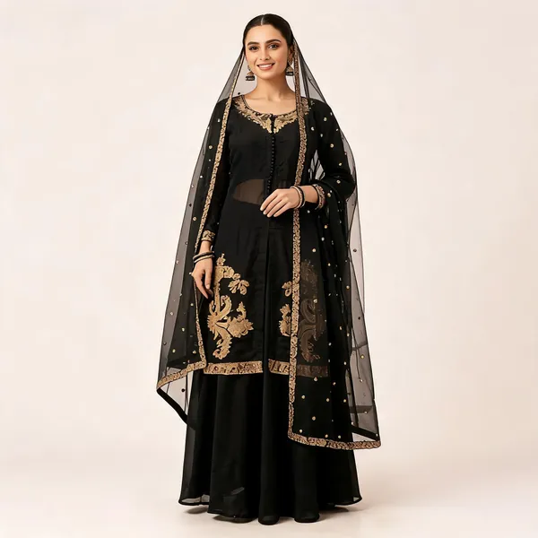 Black_Silk_Kurta_Set_For_Women