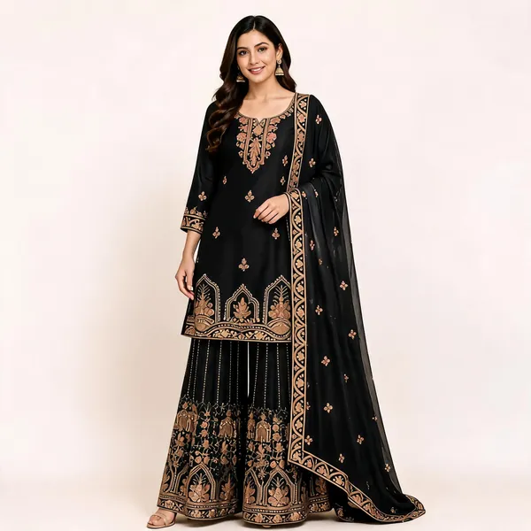 Black_Silk_Kurta_Set_For_Women