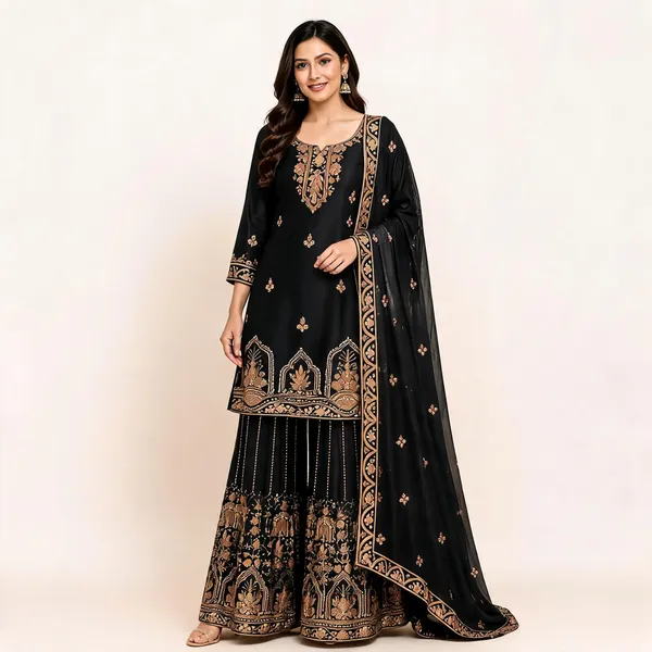 Black_Silk_Kurta_Set_For_Women