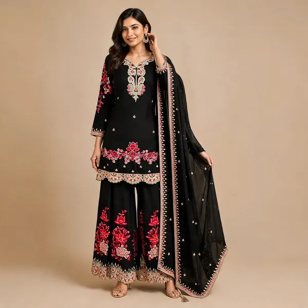 Black_Georgette_Kurta_Set_For_Women