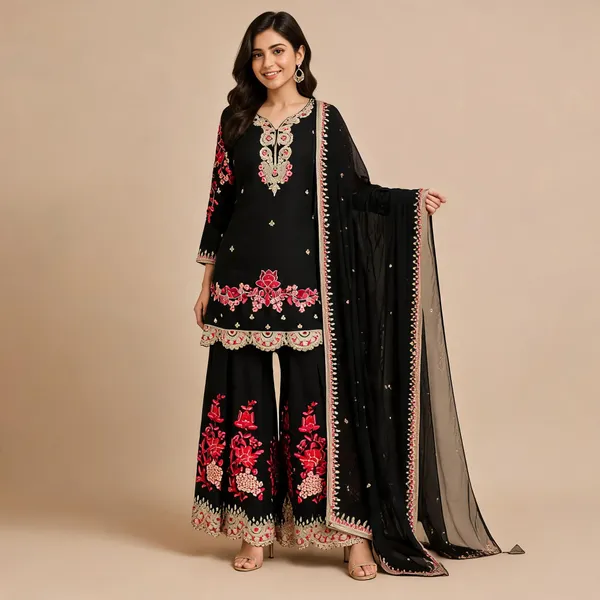 Black_Georgette_Kurta_Set_For_Women