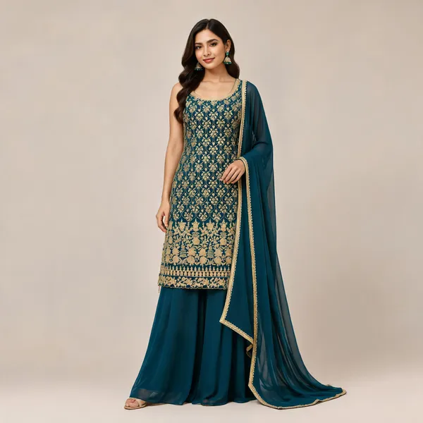 Green_Rama_Georgette_Kurta_Set_For_Women