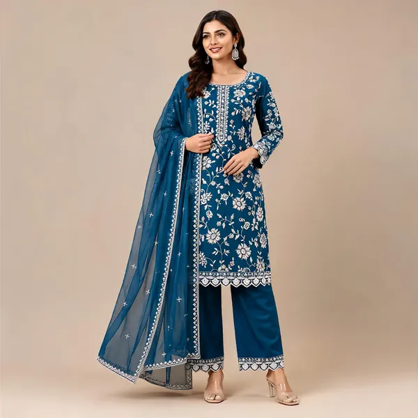 Blue_Georgette_Kurta_Set_For_Women