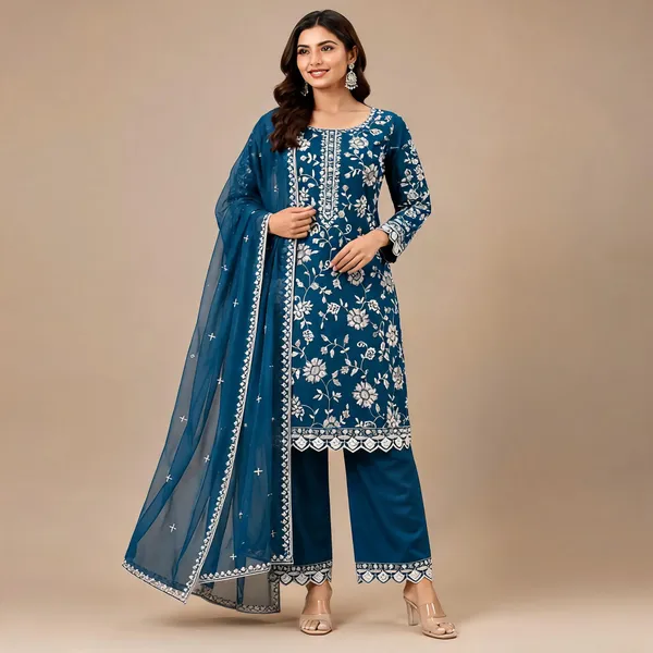 Blue_Georgette_Kurta_Set_For_Women