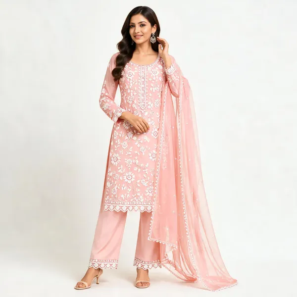 Blush_Pink_Georgette_Kurta_Set_For_Women