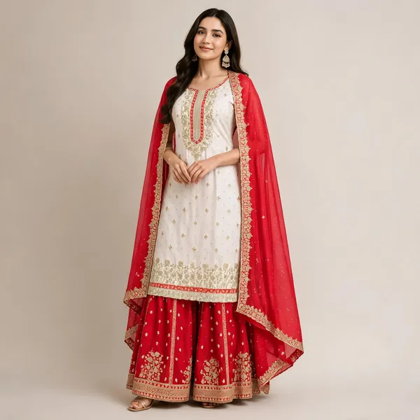 White_Silk_Kurta_Set_For_Women