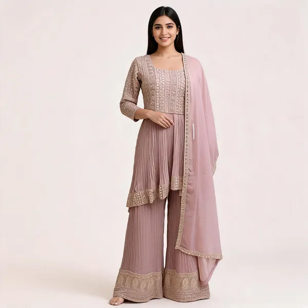 Rose_Gold_Georgette_Kurta_Set_For_Women