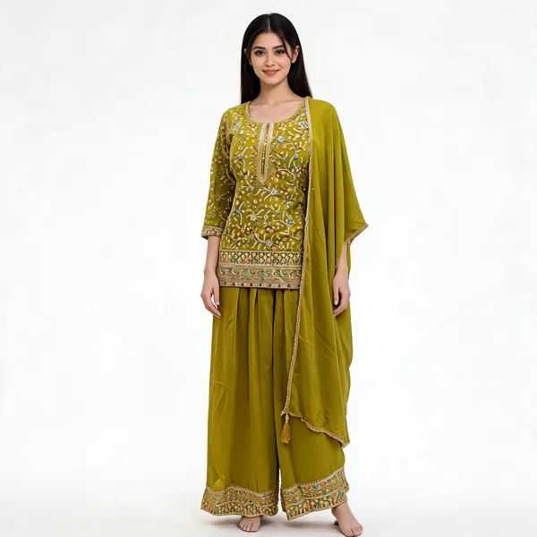 Green_Georgette_Kurta_Set_For_Women
