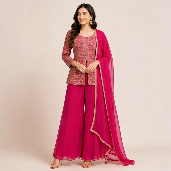 Pink_Georgette_Kurta_Set_For_Women