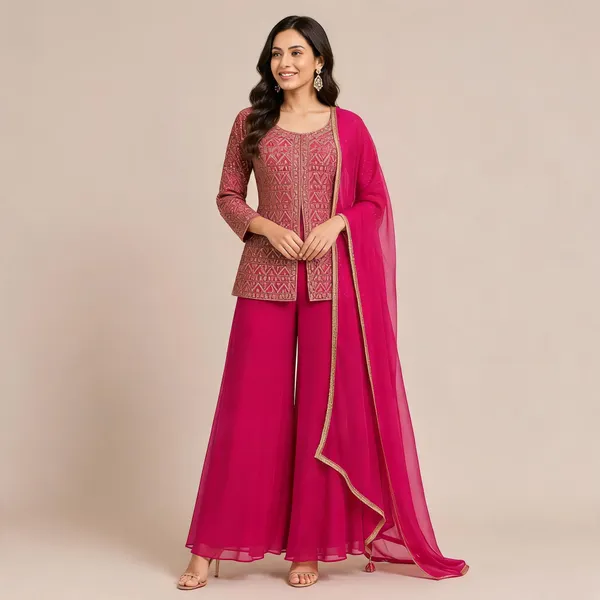 Pink_Georgette_Kurta_Set_For_Women