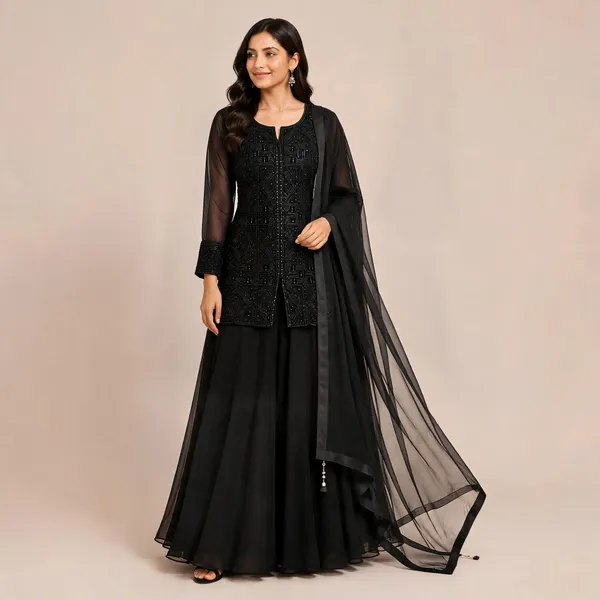 Black_Georgette_Kurta_Set_For_Women
