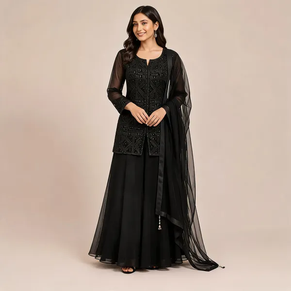 Black_Georgette_Kurta_Set_For_Women