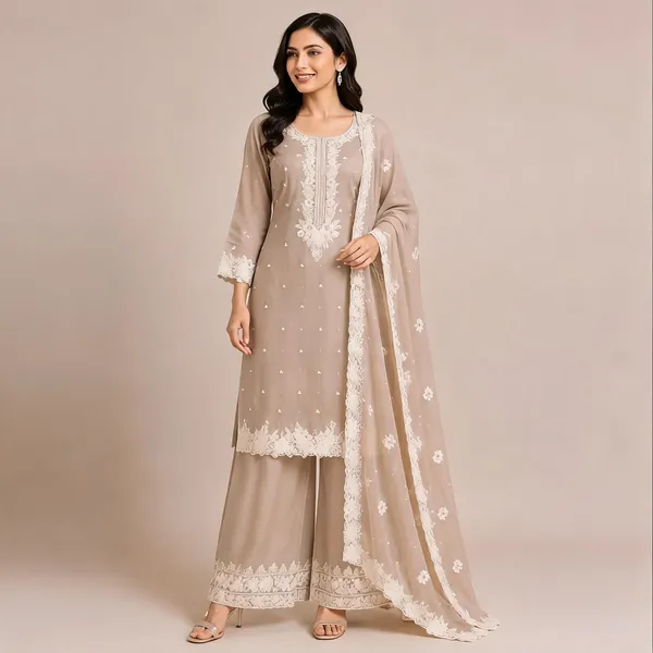 Beige_Muslin_Kurta_Set_For_Women