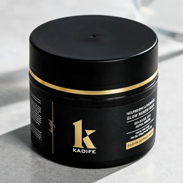 Kadife_Glow_Renew_Face_Mask_With_Sea_Boost_Vitamin_E_Alpha_Arbutin_Nourishing_Radiance_Care_For_All_Skin_Types_Weekly_Skincare_Treatment_300_G_Black_Gold_Jar